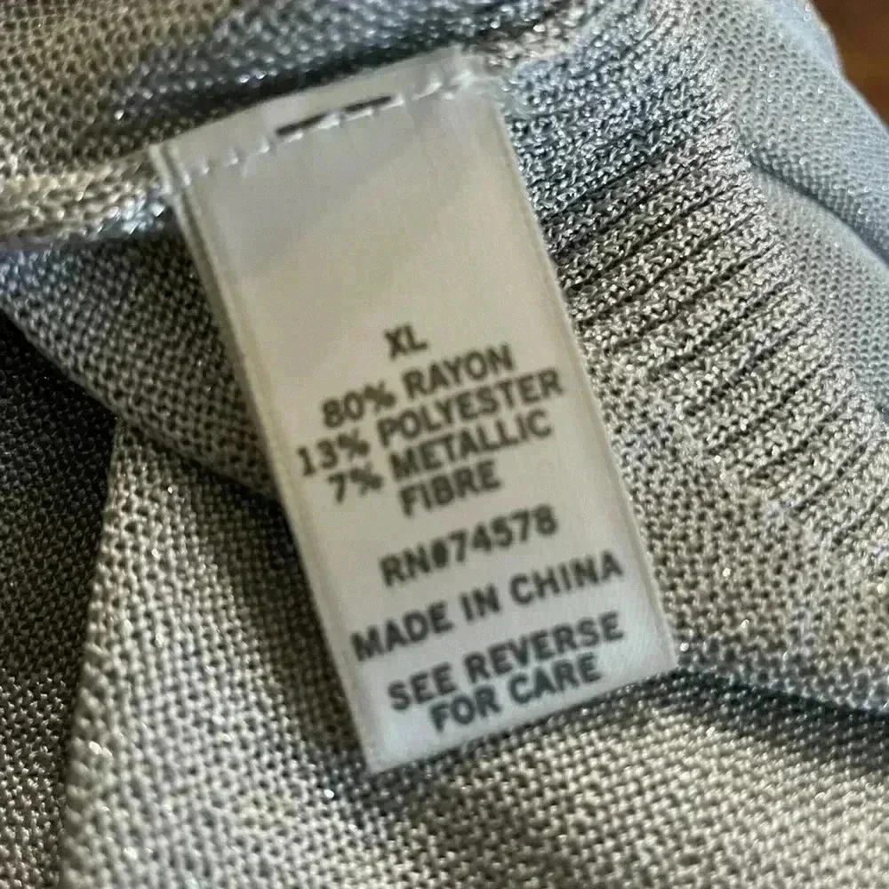 Cach’e Metallic Silver Zip Cardigan Size XL